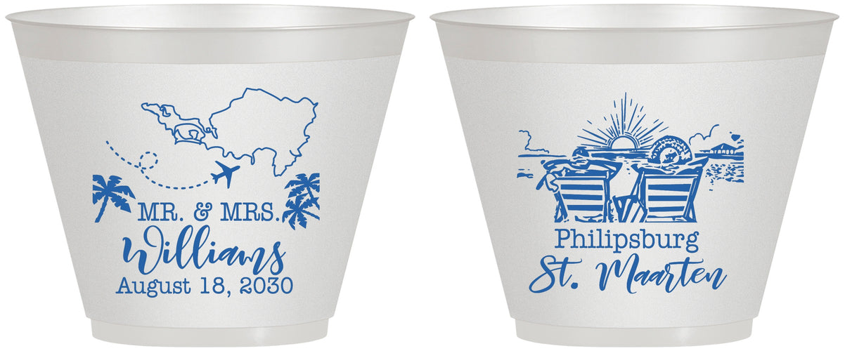 Custom Wedding 9 oz Wine Frosted Cups - St Maarten | 543