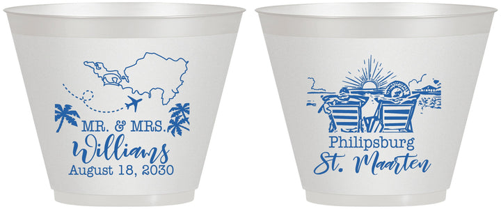Custom Wedding 9 oz Wine Frosted Cups - St Maarten | 543
