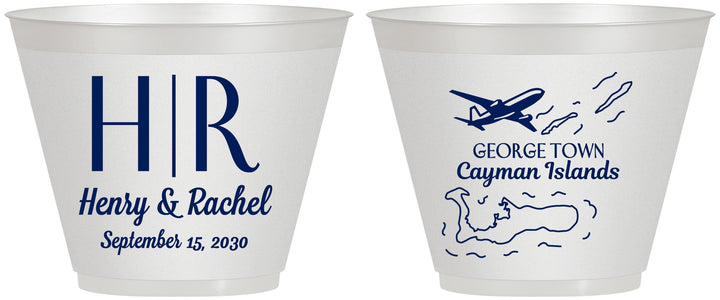 Custom Wedding 9 oz Wine Frosted Cups - Cayman Island | 544
