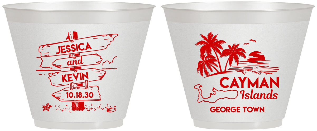 Custom Wedding 9 oz Wine Frosted Cups - Cayman Island | 545