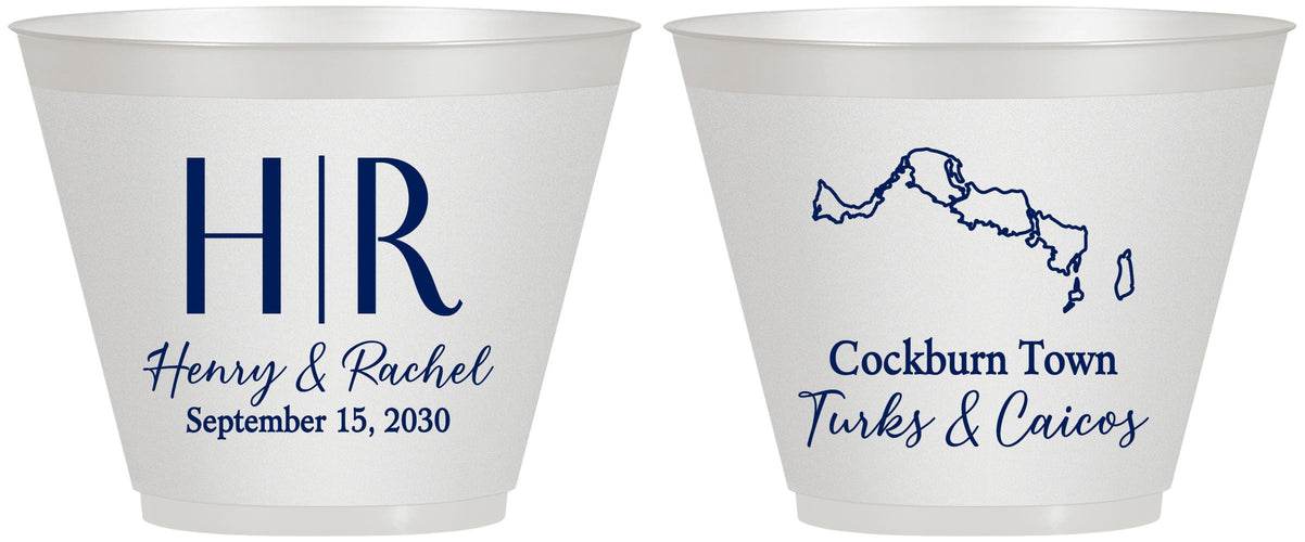 Custom Wedding 9 oz Wine Frosted Cups - Turks And Caicos | 546