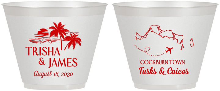 Custom Wedding 9 oz Wine Frosted Cups - Turks And Caicos | 547