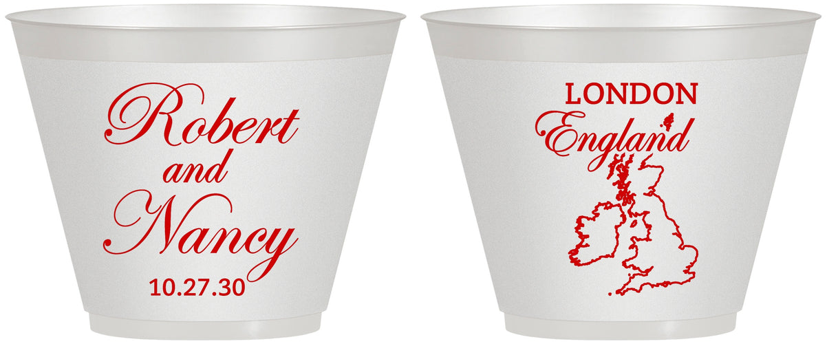 Custom Wedding 9 oz Wine Frosted Cups - England | 548