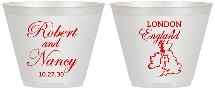 Custom Wedding 9 oz Wine Frosted Cups - England | 548