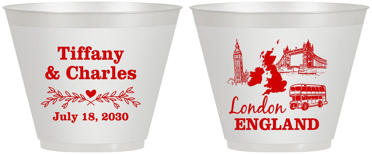 Custom Wedding 9 oz Wine Frosted Cups - England | 549