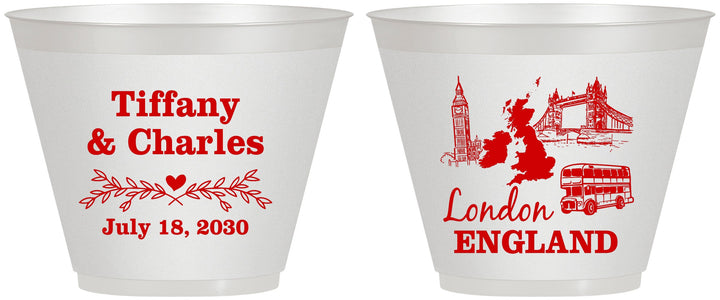 Custom Wedding 9 oz Wine Frosted Cups - England | 549