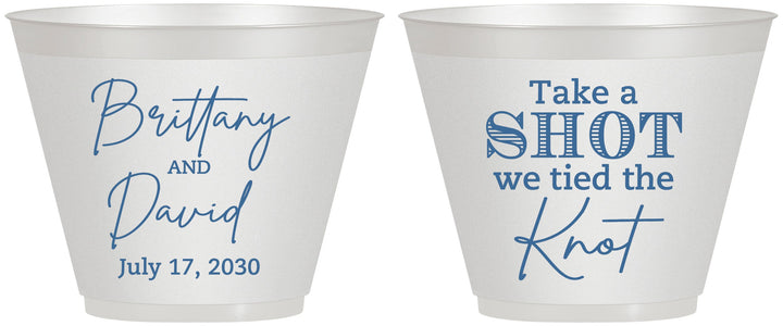 Custom Wedding 9 oz Wine Frosted Cups - Take A Shot We Tied The Knot | 550