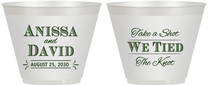 Custom Wedding 9 oz Wine Frosted Cups - Take A Shot We Tied The Knot | 551