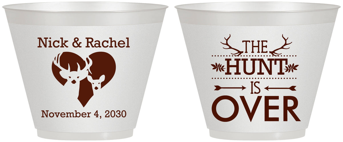 Custom Wedding 9 oz Wine Frosted Cups - The Hunt Is Over | 554