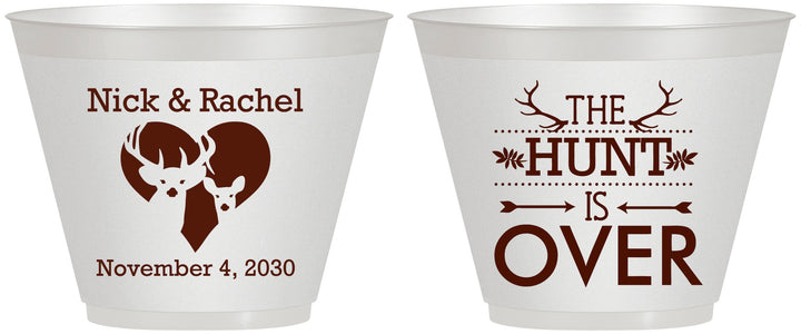 Custom Wedding 9 oz Wine Frosted Cups - The Hunt Is Over | 554