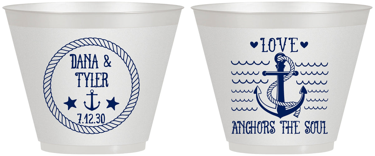Custom Wedding 9 oz Wine Frosted Cups - Anchor The Soul | 558