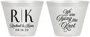 Custom Wedding 9 oz Wine Frosted Cups - Monogram Tying Knot | 559