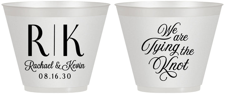 Custom Wedding 9 oz Wine Frosted Cups - Monogram Tying Knot | 559