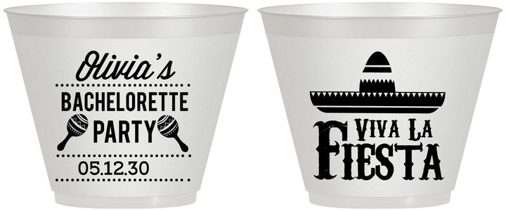 Custom Bachelorette 9 oz Wine Frosted Cups - Viva La Fiesta | 60001