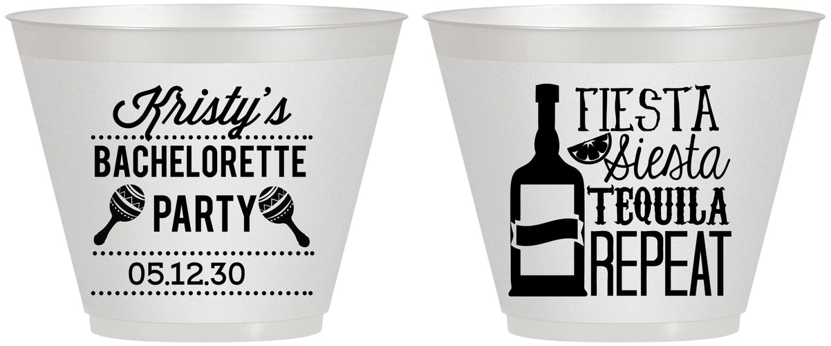 Custom Bachelorette 9 oz Wine Frosted Cups - Fiesta Siesta Tequila Repeat | 60002