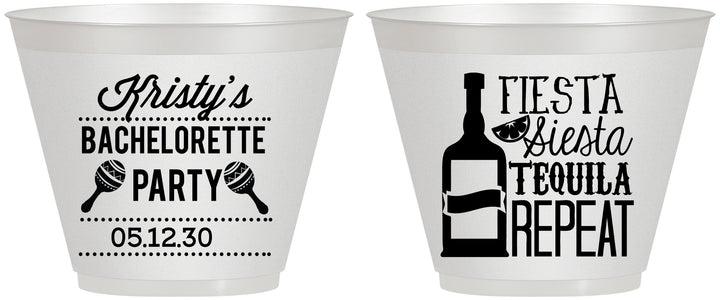 Custom Bachelorette 9 oz Wine Frosted Cups - Fiesta Siesta Tequila Repeat | 60002