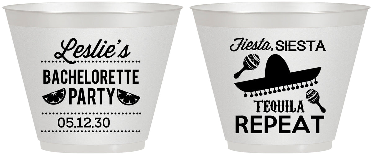 Custom Bachelorette 9 oz Wine Frosted Cups - Fiesta Siesta Tequila Repeat | 60003