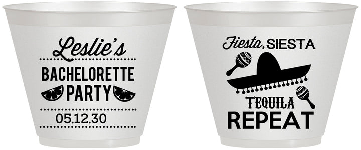 Custom Bachelorette 9 oz Wine Frosted Cups - Fiesta Siesta Tequila Repeat | 60003