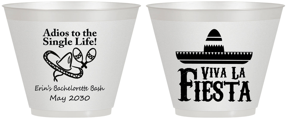 Custom Bachelorette 9 oz Wine Frosted Cups - Viva La Fiesta | 60005