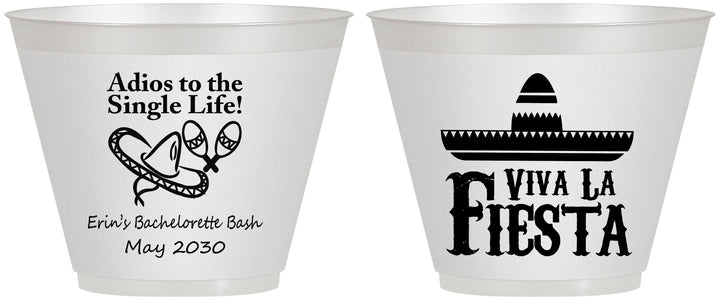 Custom Bachelorette 9 oz Wine Frosted Cups - Viva La Fiesta | 60005