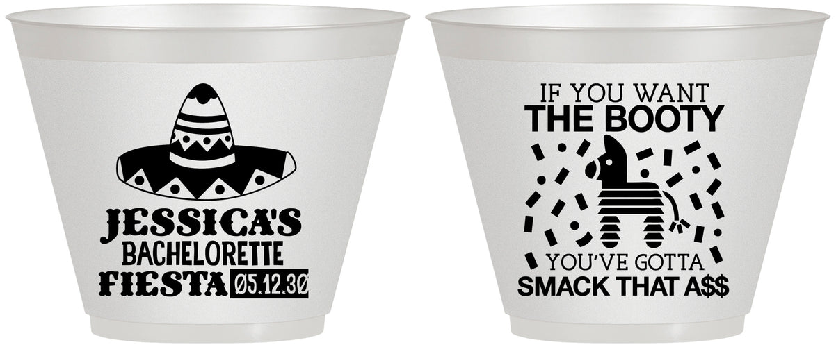 Custom Bachelorette 9 oz Wine Frosted Cups - Mexico Fiesta | 60006