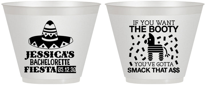 Custom Bachelorette 9 oz Wine Frosted Cups - Mexico Fiesta | 60006