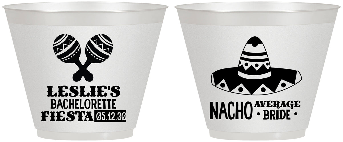 Custom Bachelorette 9 oz Wine Frosted Cups - Nacho Average Bride | 60007