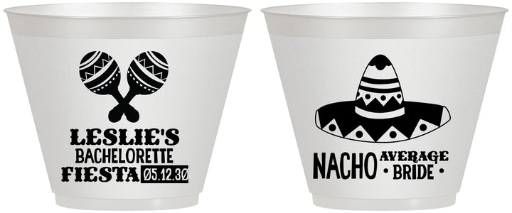Custom Bachelorette 9 oz Wine Frosted Cups - Nacho Average Bride | 60007
