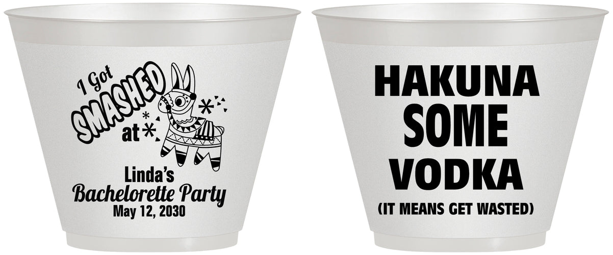Custom Bachelorette 9 oz Wine Frosted Cups - Mexico Fiesta | 60008