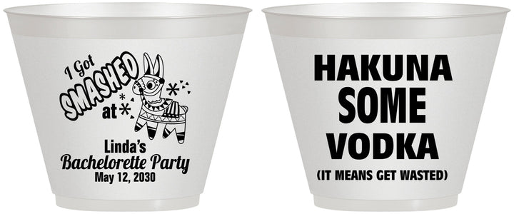 Custom Bachelorette 9 oz Wine Frosted Cups - Mexico Fiesta | 60008