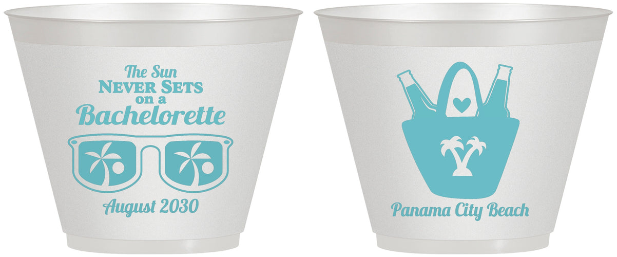 Custom Bachelorette 9 oz Wine Frosted Cups - Beach | 60010