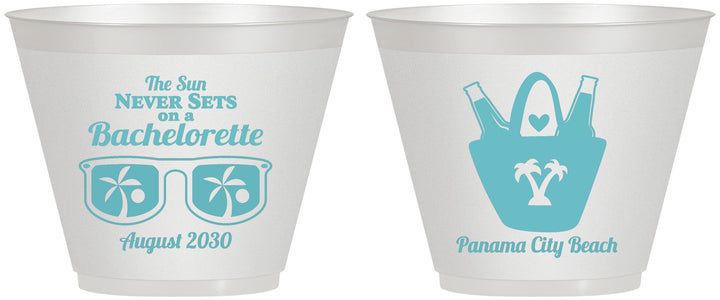 Custom Bachelorette 9 oz Wine Frosted Cups - Beach | 60010