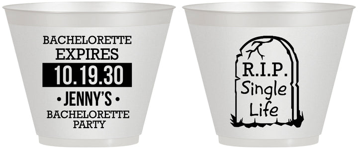 Custom Bachelorette 9 oz Wine Frosted Cups - Rip Single Life | 60014