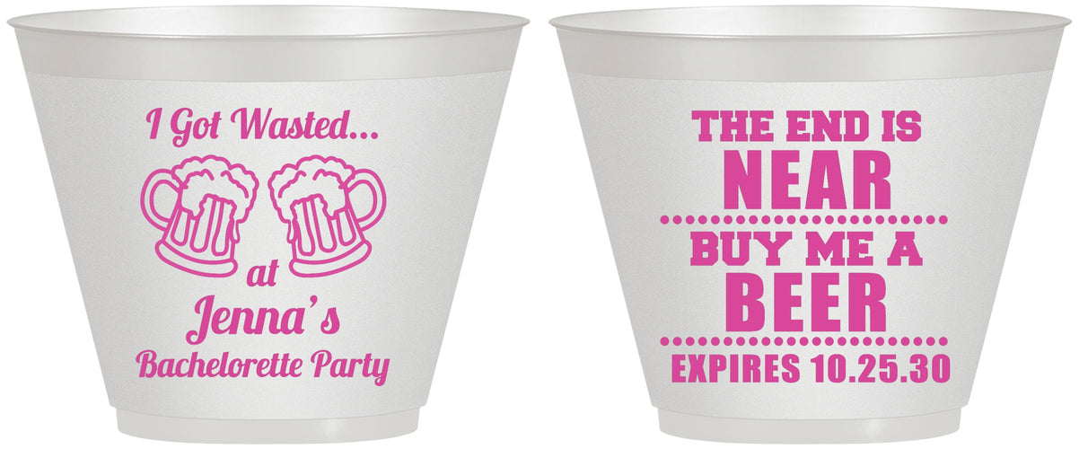 Custom Bachelorette 9 oz Wine Frosted Cups - I Got Wasted | 60015