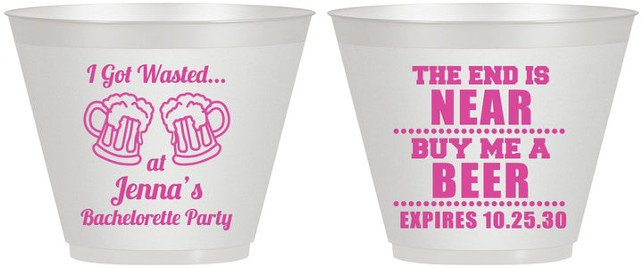 Custom Bachelorette 9 oz Wine Frosted Cups - I Got Wasted | 60015