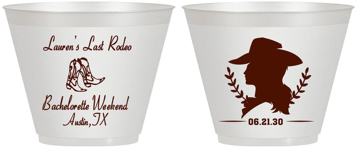 Custom Bachelorette 9 oz Wine Frosted Cups - Last Rodeo | 60022