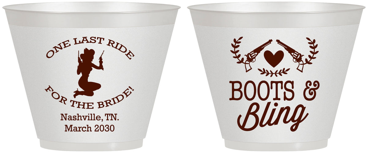 Custom Bachelorette 9 oz Wine Frosted Cups - One Last Ride | 60024