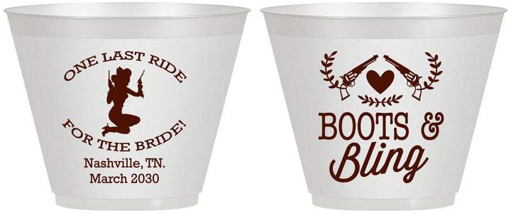 Custom Bachelorette 9 oz Wine Frosted Cups - One Last Ride | 60024
