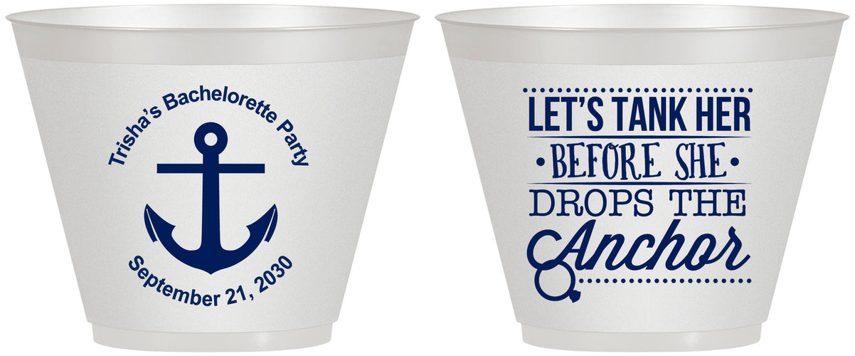 Custom Bachelorette 9 oz Wine Frosted Cups - Tank Her Drop Anchor | 60026