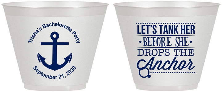 Custom Bachelorette 9 oz Wine Frosted Cups - Tank Her Drop Anchor | 60026
