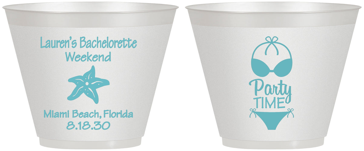 Custom Bachelorette 9 oz Wine Frosted Cups - Bikini | 60027