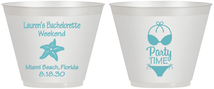 Custom Bachelorette 9 oz Wine Frosted Cups - Bikini | 60027