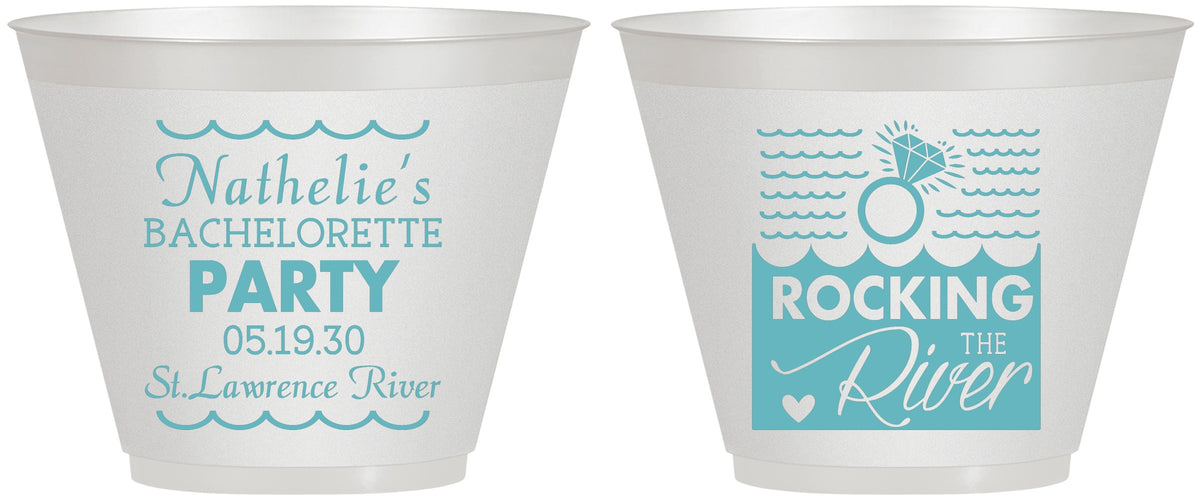 Custom Bachelorette 9 oz Wine Frosted Cups - Rocking The River | 60033