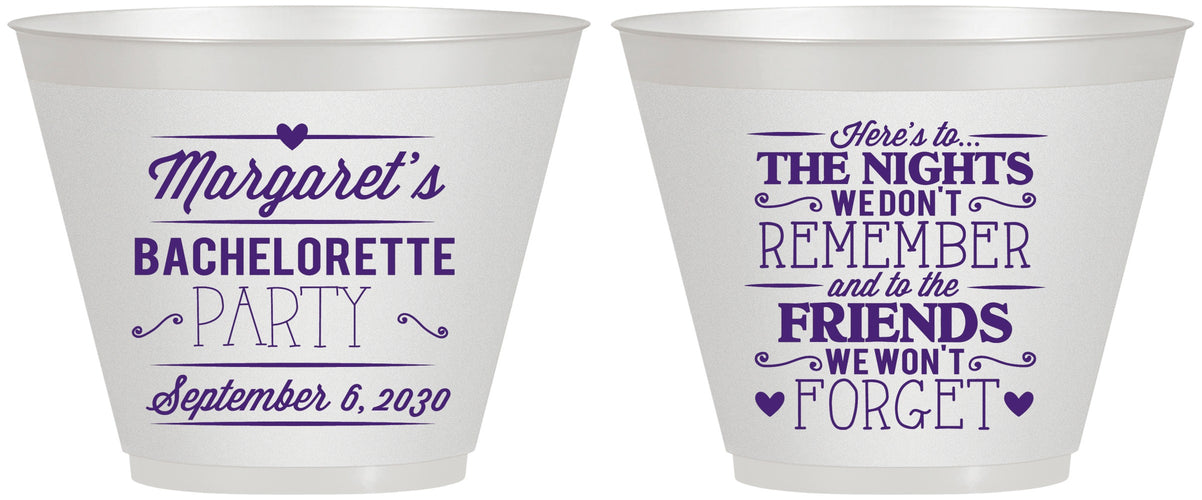 Custom Bachelorette 9 oz Wine Frosted Cups - Nights Remember | 60034