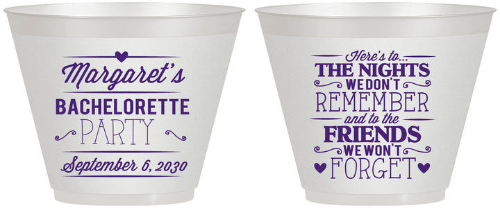 Custom Bachelorette 9 oz Wine Frosted Cups - Nights Remember | 60034