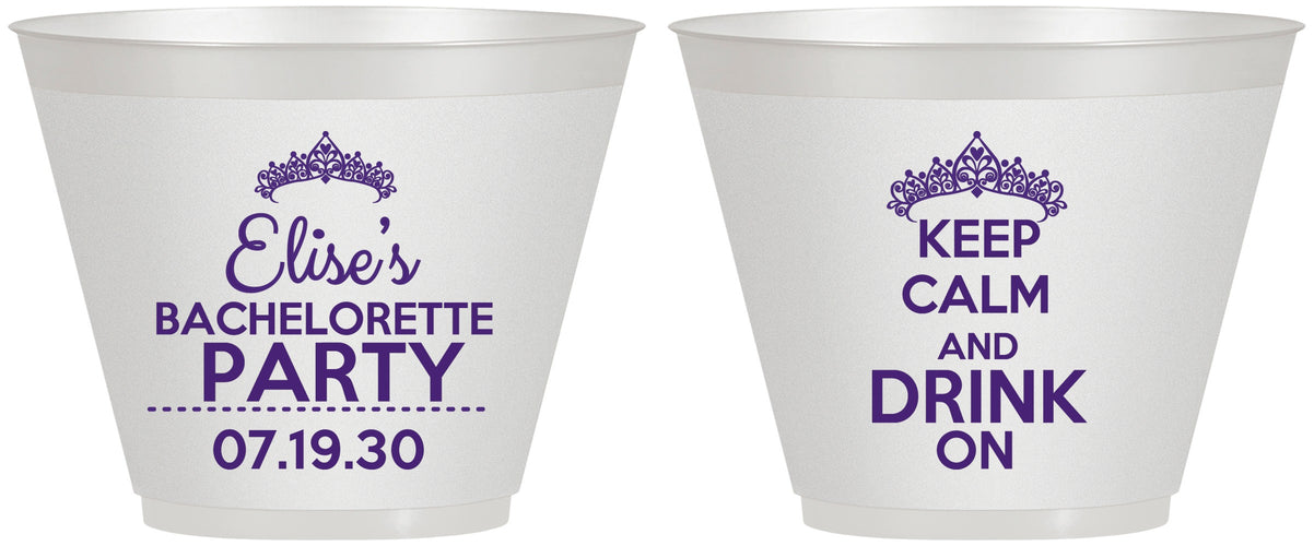 Custom Bachelorette 9 oz Wine Frosted Cups - Keep Calm Drink On | 60036