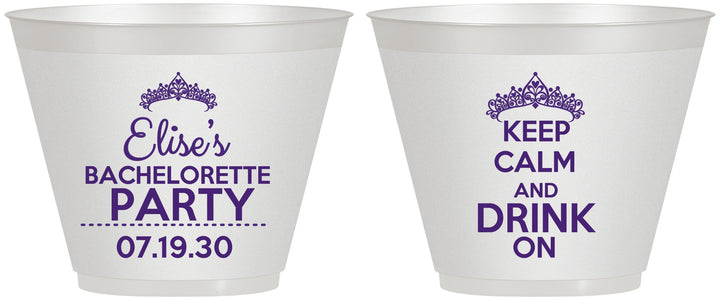 Custom Bachelorette 9 oz Wine Frosted Cups - Keep Calm Drink On | 60036