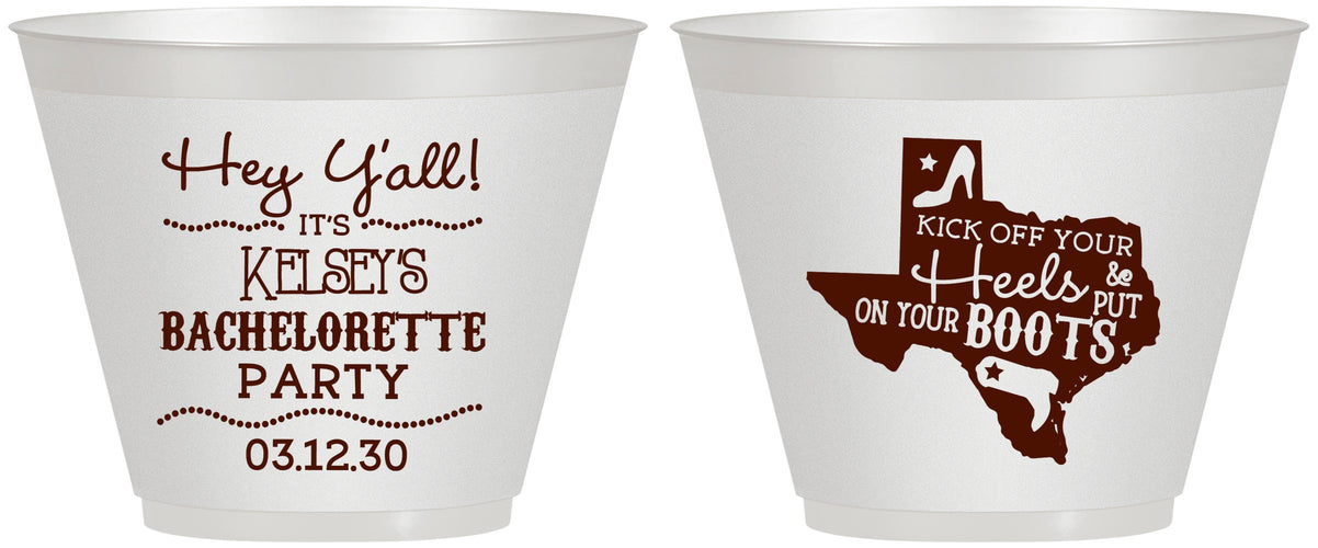 Custom Bachelorette 9 oz Wine Frosted Cups - Texas Cowgirl | 60041