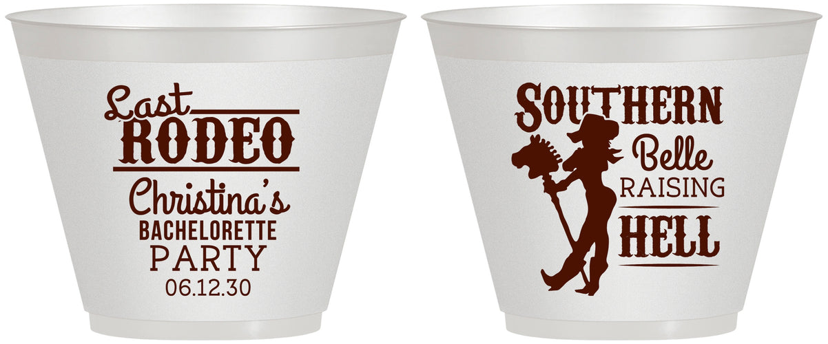 Custom Bachelorette 9 oz Wine Frosted Cups - Raising Hell Last Rodeo | 60042