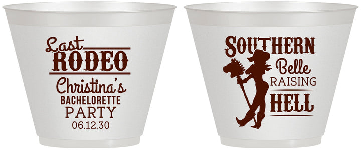 Custom Bachelorette 9 oz Wine Frosted Cups - Raising Hell Last Rodeo | 60042
